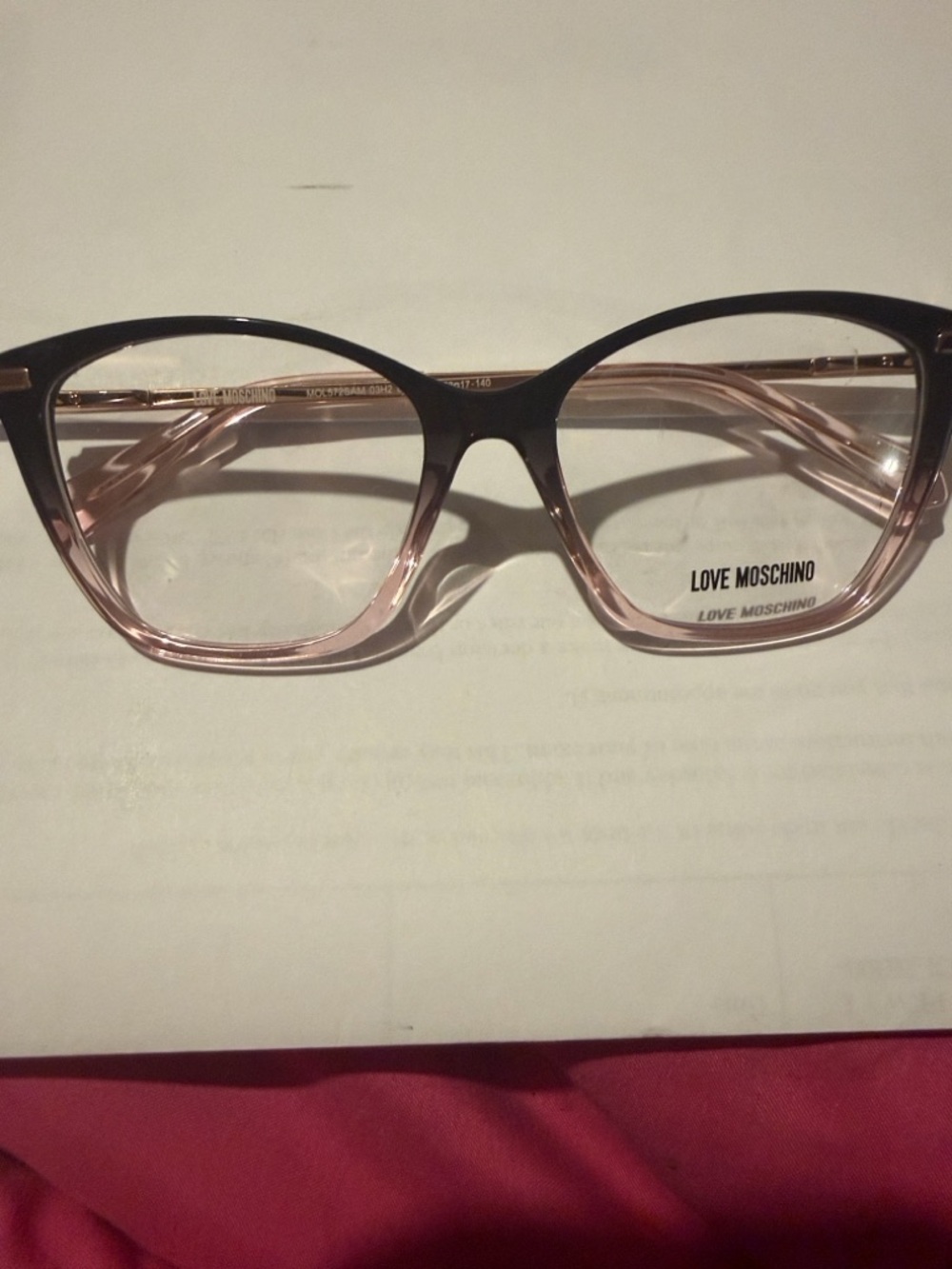 Love Moschino Black-to-Clear Ombre Cat-Eye Glasses pink